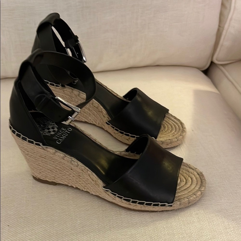 Vince Camuto Black Leera Espadrille Wedge Sandal